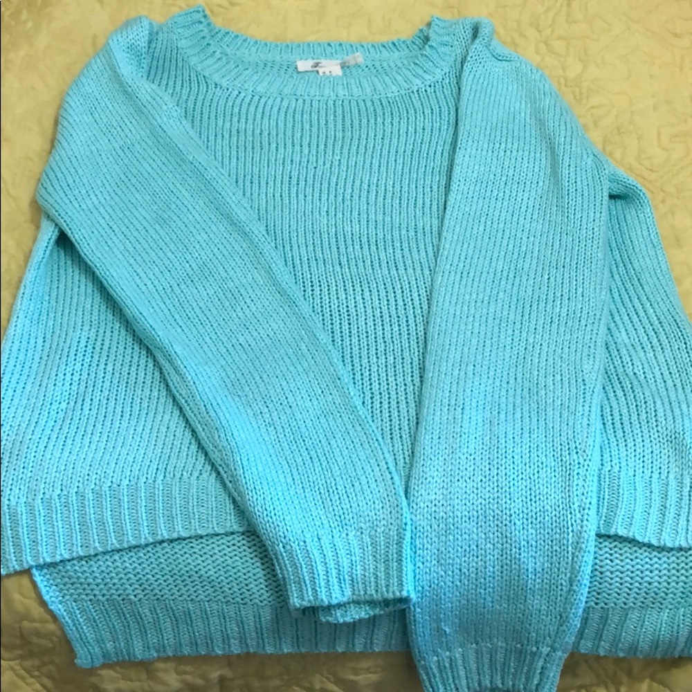 Forever 21 teal cable knit sweater